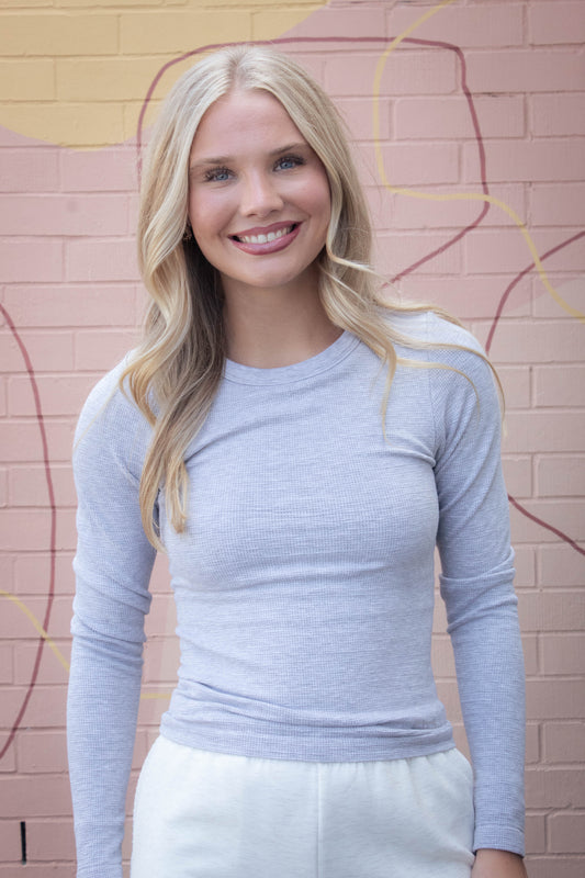  Avery Thermal Top, Heather Gray | Cream Yoga