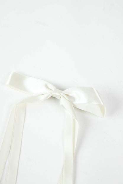  Vivi Long Bow Hair Clip, Off White