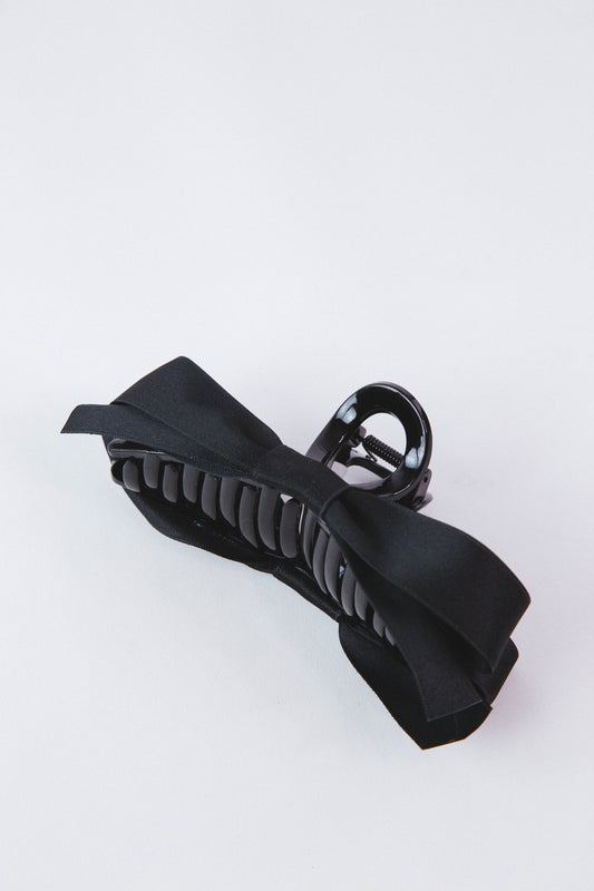  Large Ribbon Bow Hair Claw, Black
