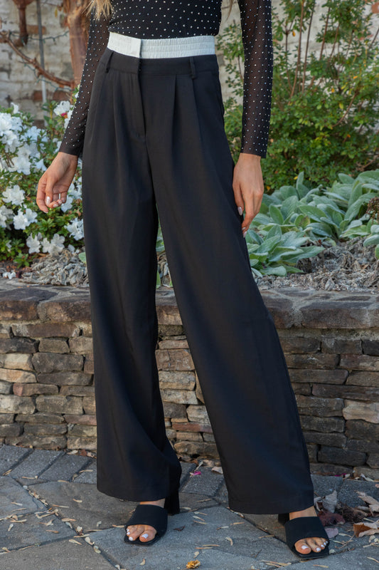 LENA Loralei Tailored Boxer Trousers, Black