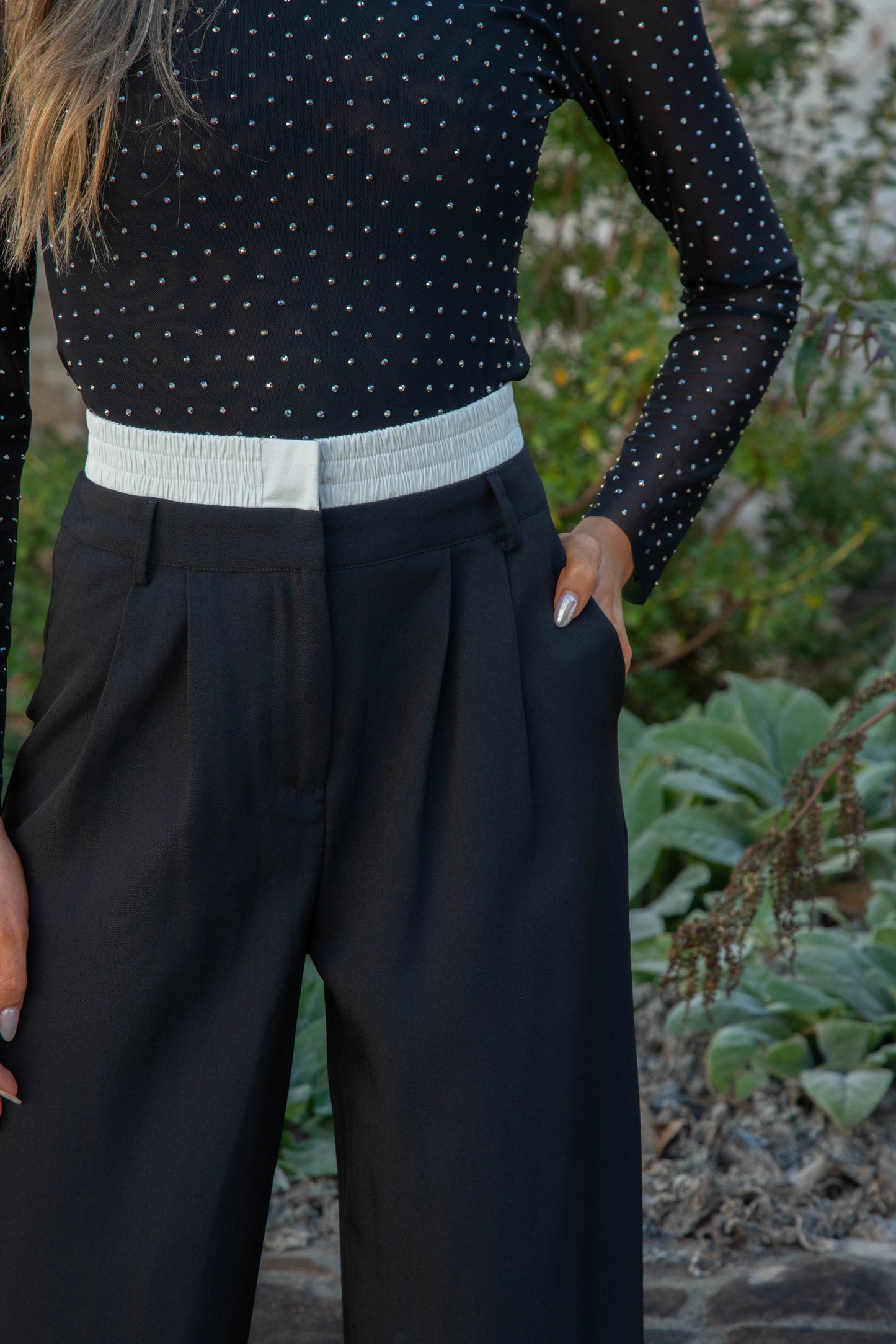 LENA Loralei Tailored Boxer Trousers, Black