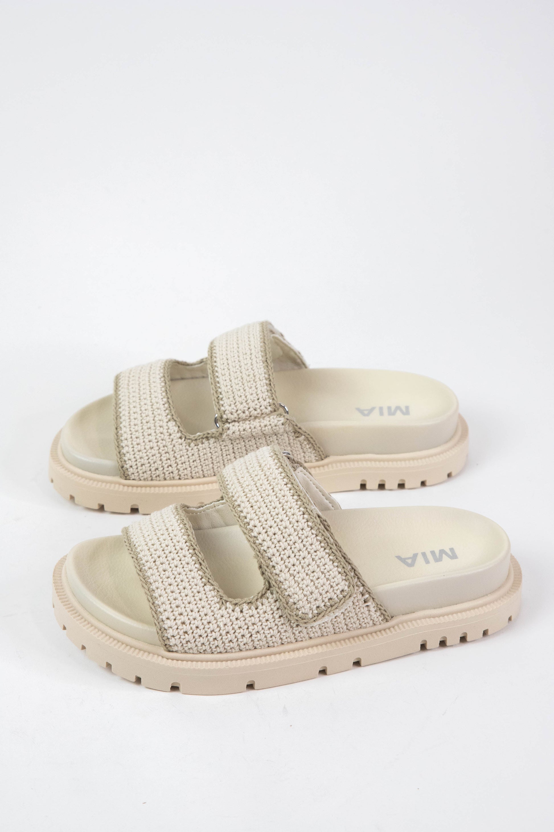  Gabri Crocheted Double Strap Sandal, Bone/Sand