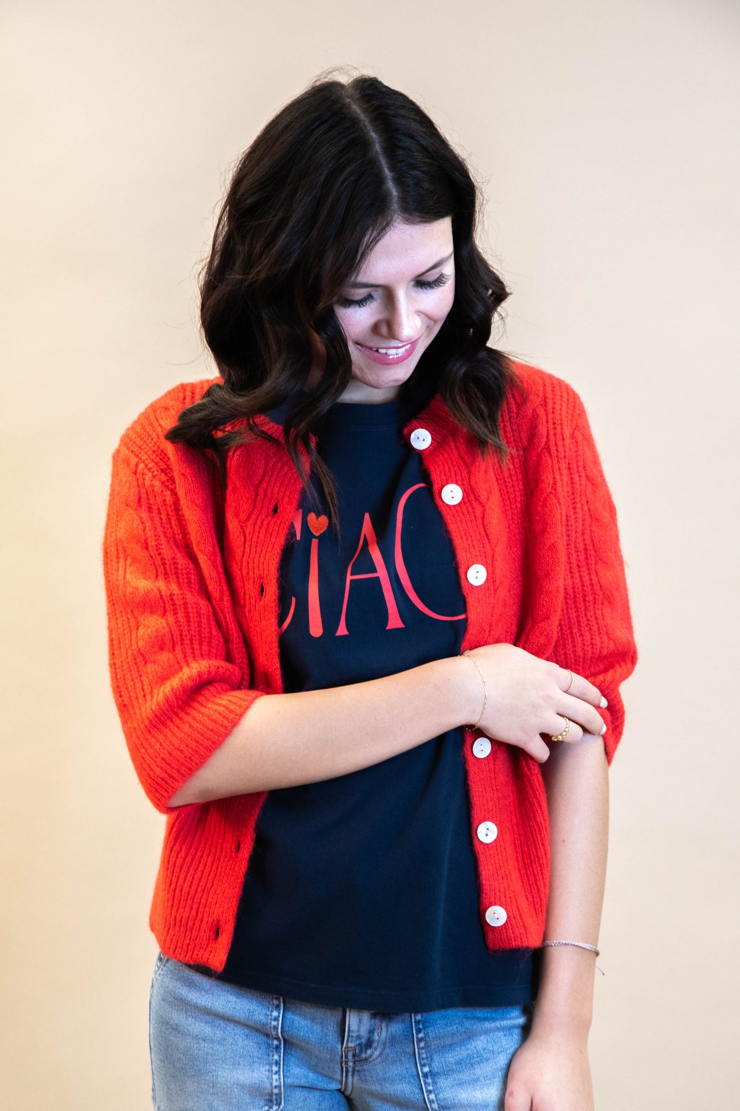  Nora Fuzzy Cable Cardigan, Bittersweet | Sanctuary