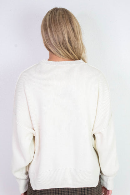  Abby Drop Sleeve Oversized Sweater, Cream