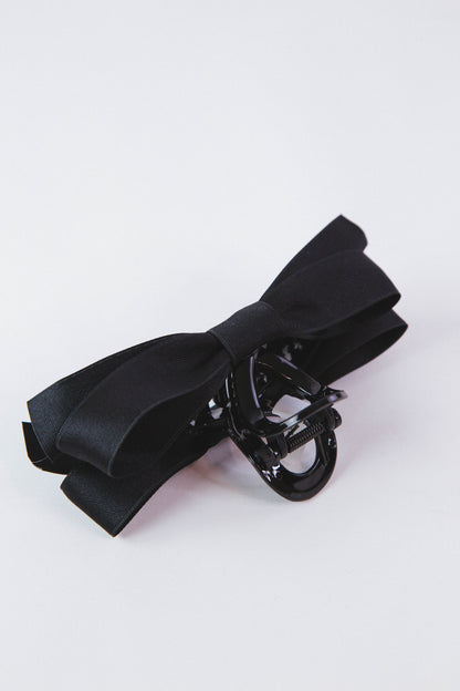  Large Ribbon Bow Hair Claw, Black