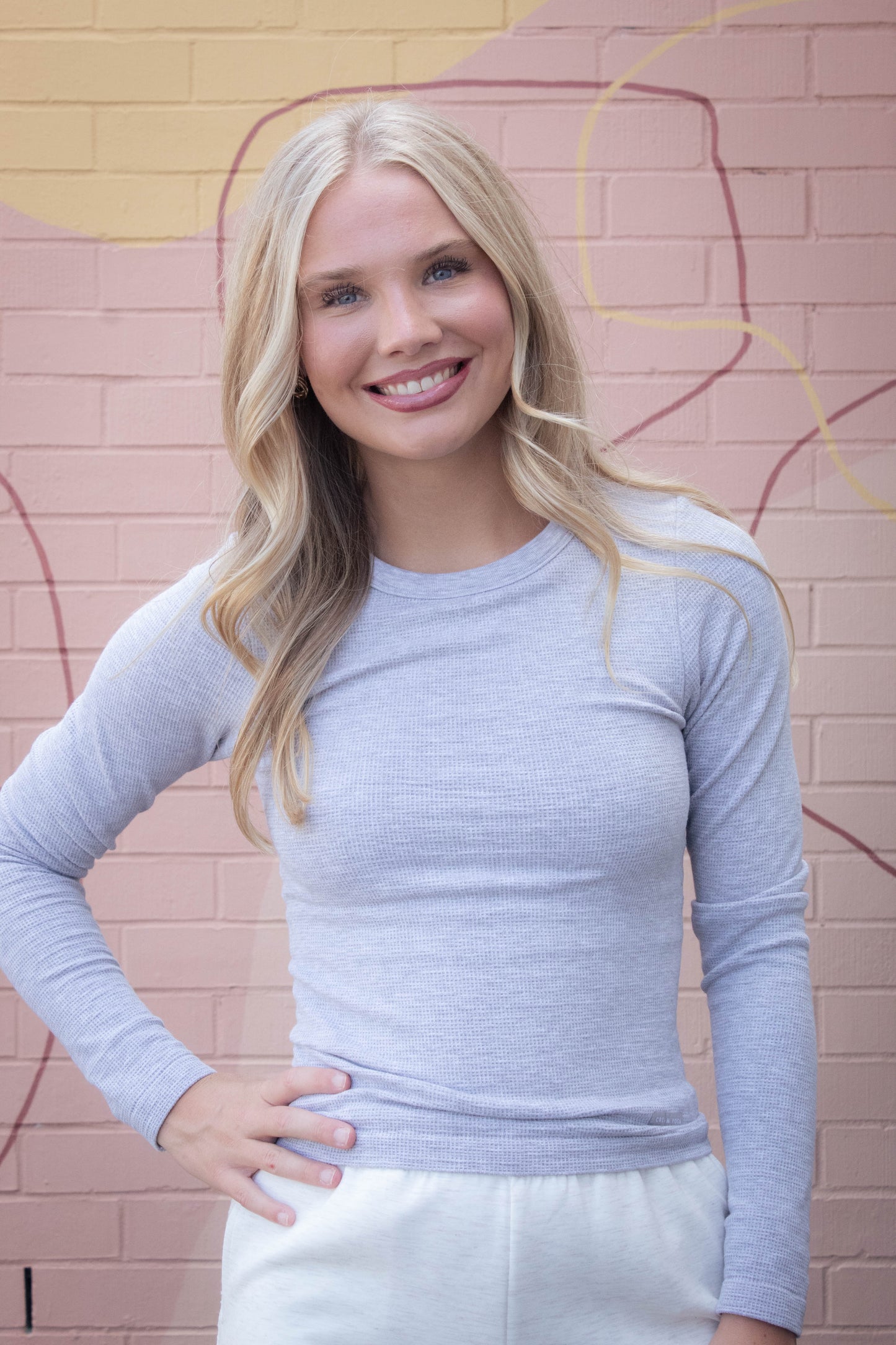  Avery Thermal Top, Heather Gray | Cream Yoga