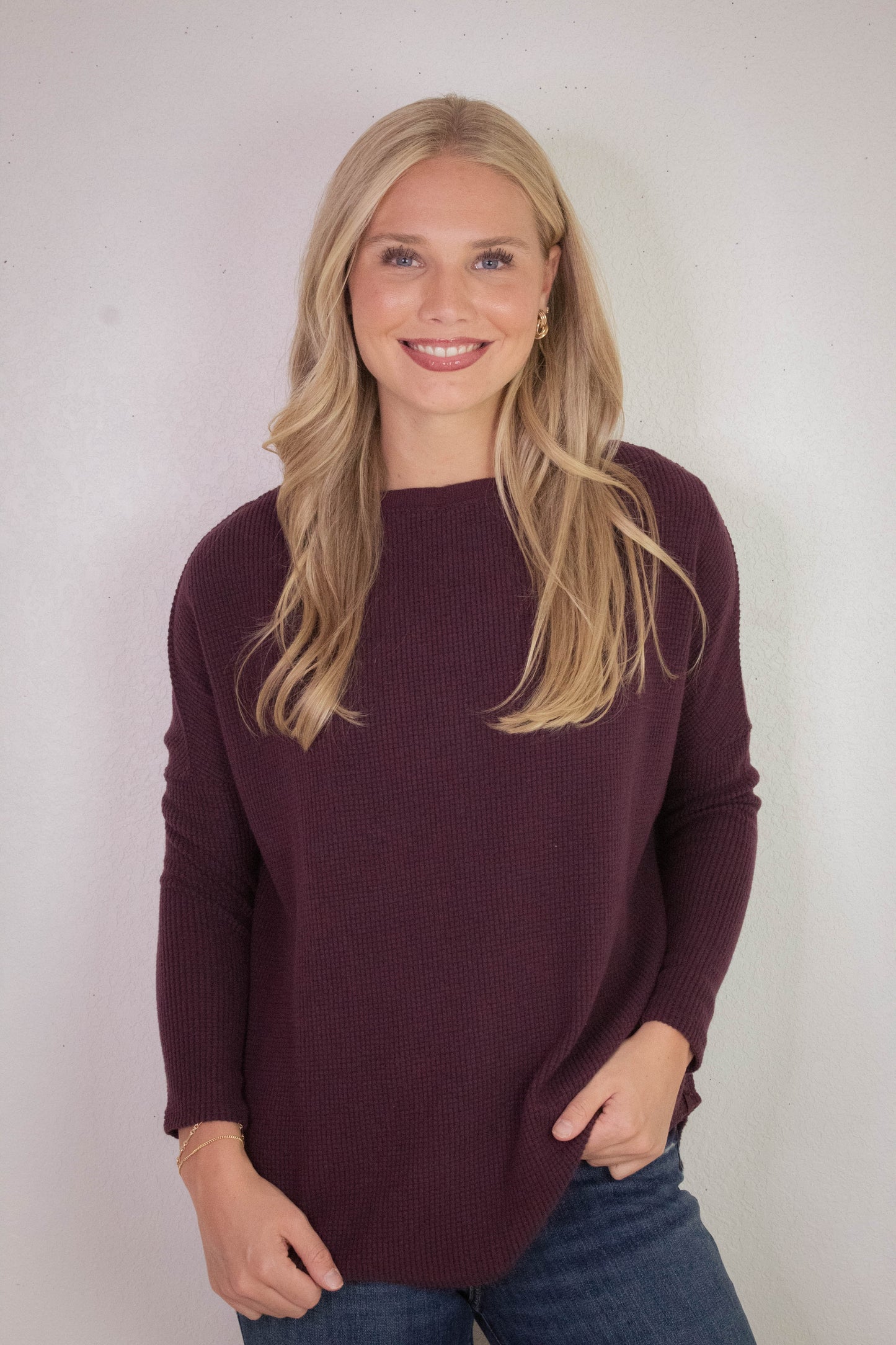  Latte Blues Thermal Solid Top, Chocolate Grape | Free People