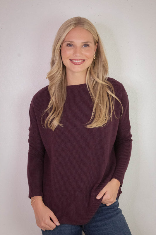  Latte Blues Thermal Solid Top, Chocolate Grape | Free People