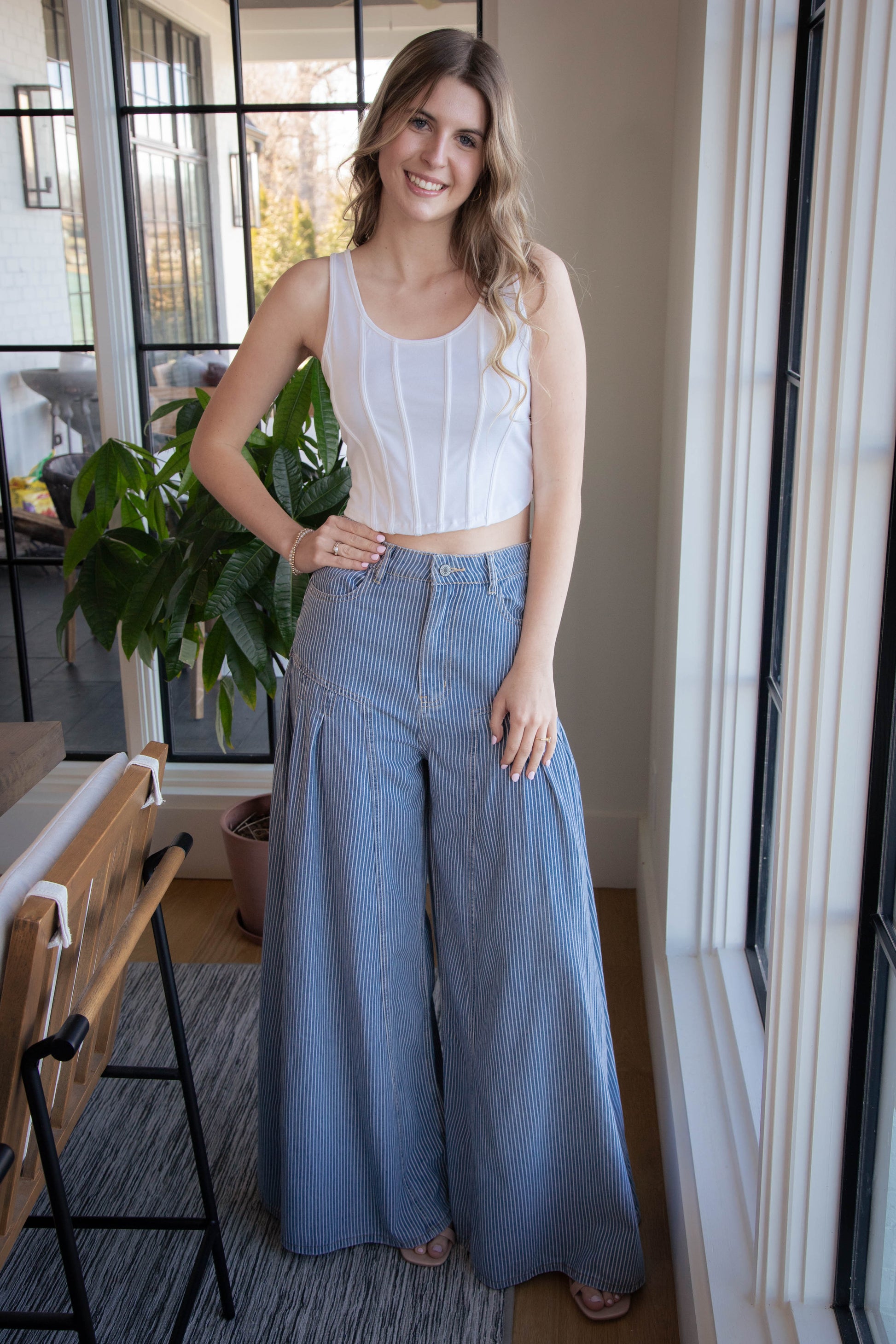  Kaila Line Detail Top, Off White
