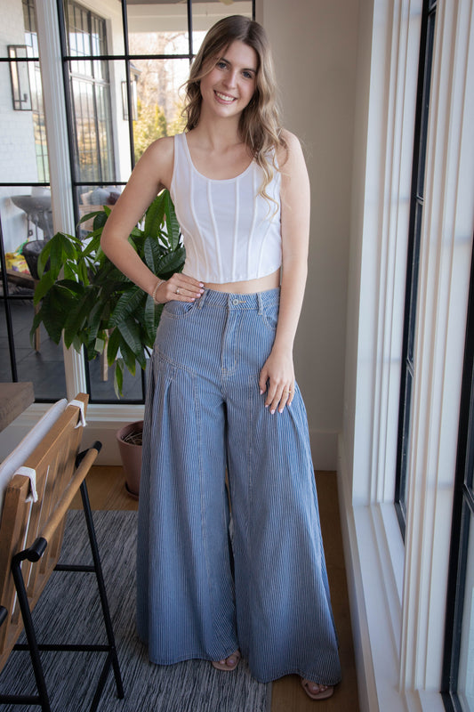  Kaila Line Detail Top, Off White