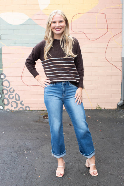  Emma Mid Rise Crop Cuffed Jeans, Medium