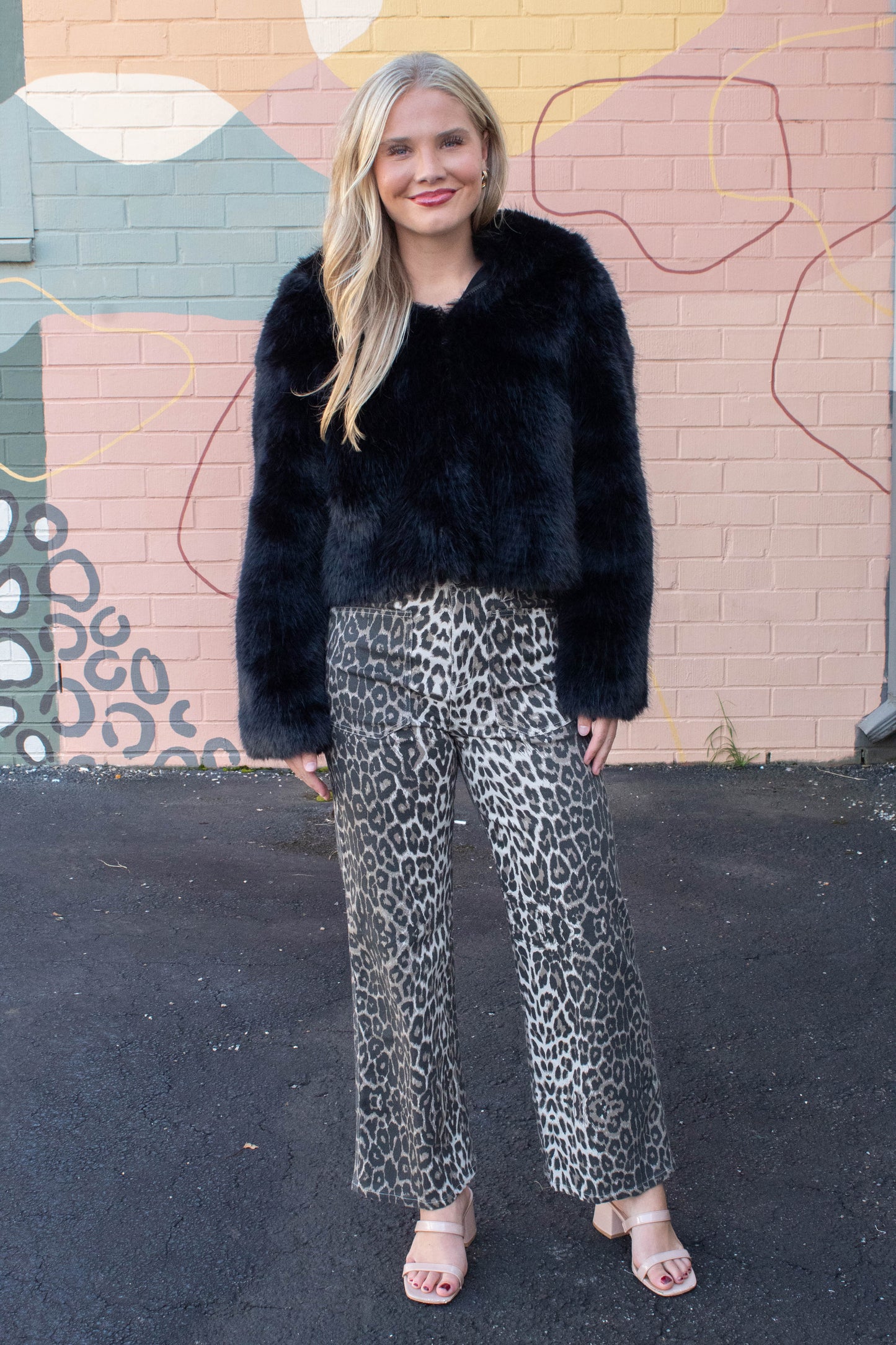  Hallie Leopard Patch Pocket Pants, Taupe