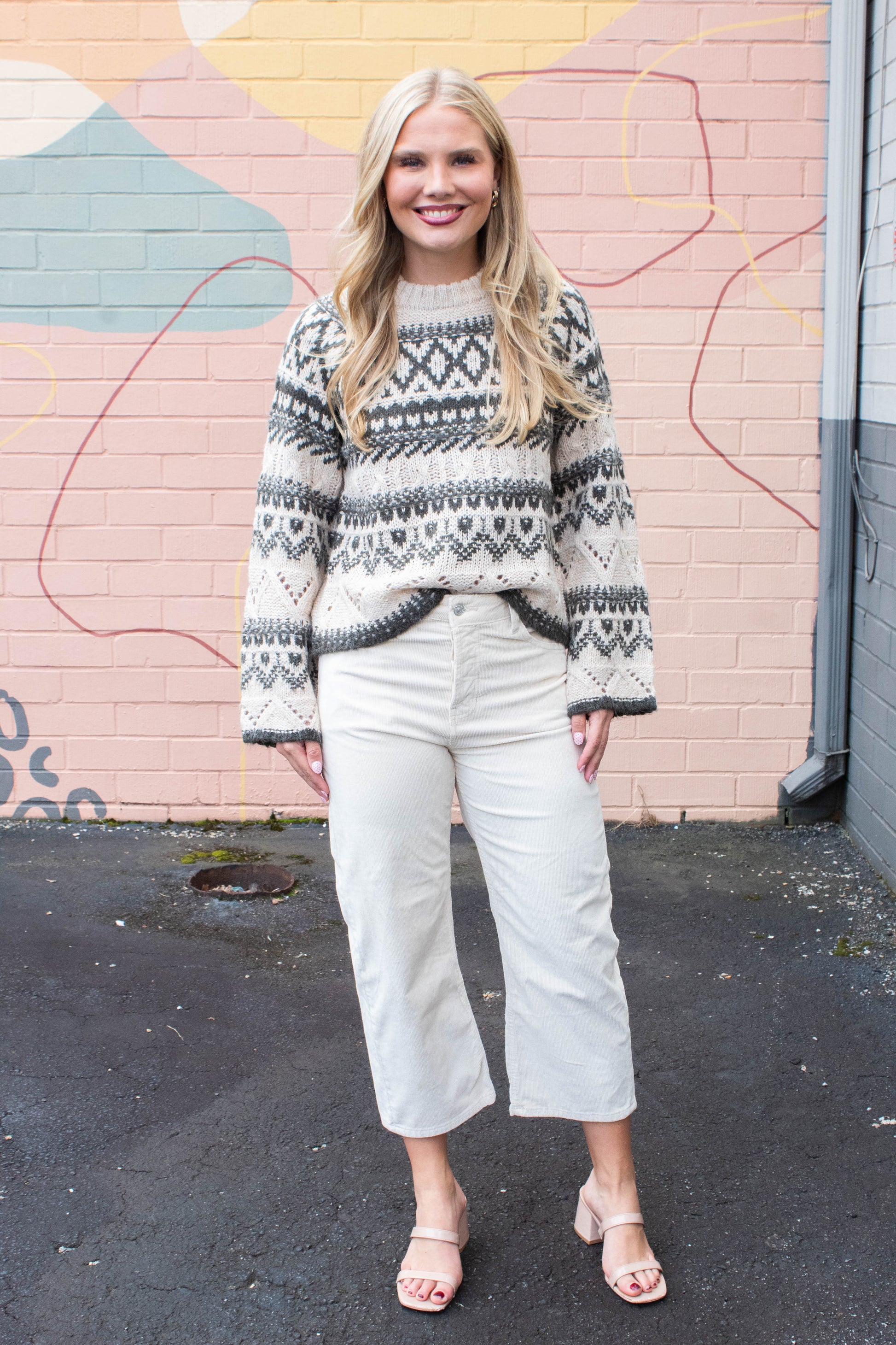  Fairisle Crew Neck Sweater, Light Oat Multi | Sanctuary