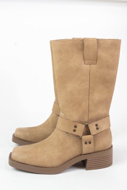  Autumn Mid Calf Moto Boot, Natural | Coconuts By Matisse