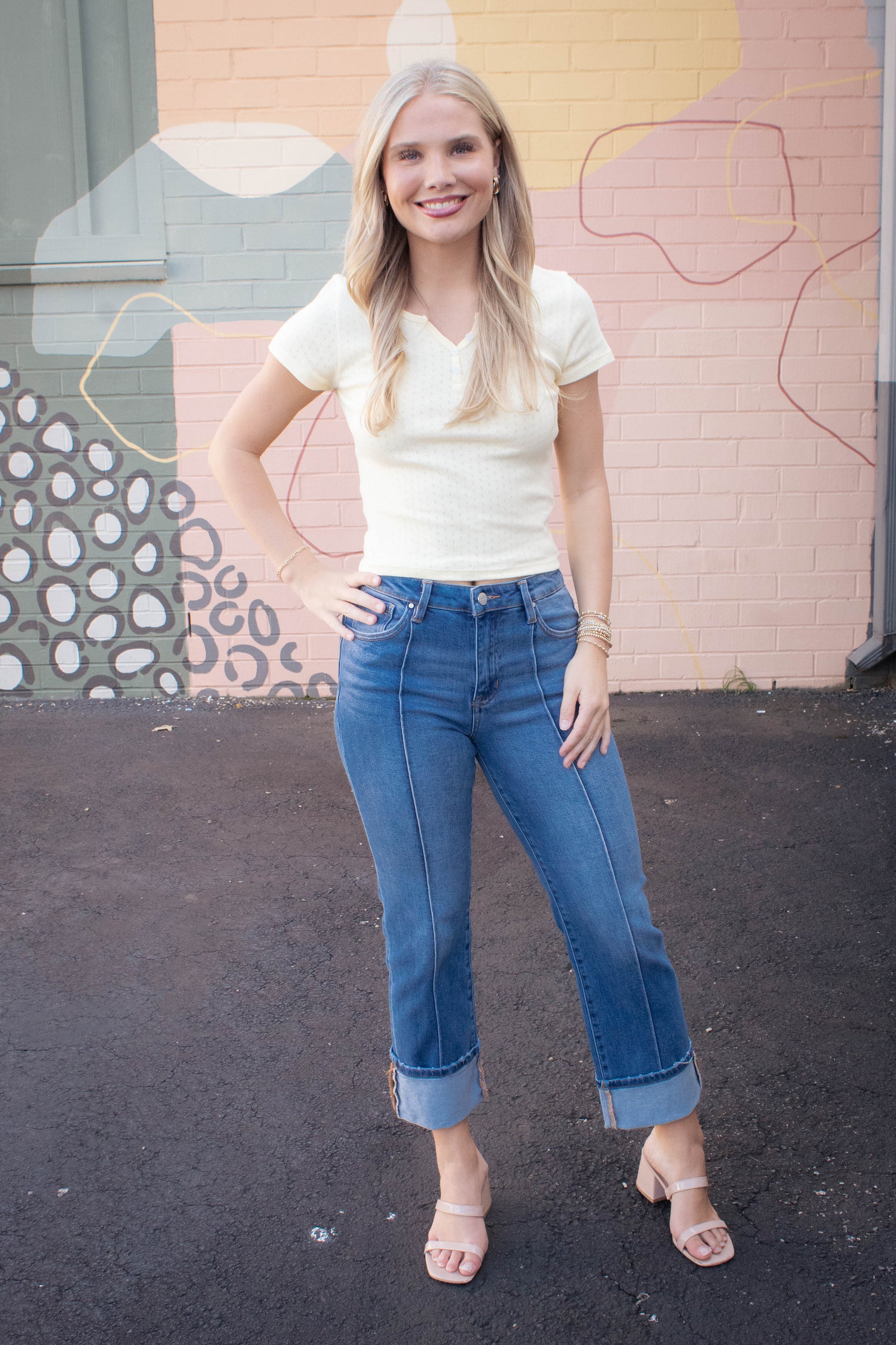  Melba Straight Wide Cuffed Jeans, Medium