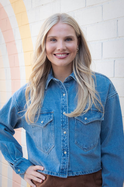  Rafi Denim Top, Forever Blue | Steve Madden