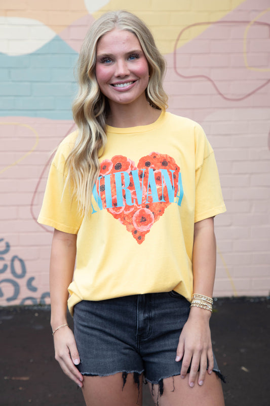  Nirvana Heart Shaped Box Merch Tee, Dusty Gold | Daydreamer