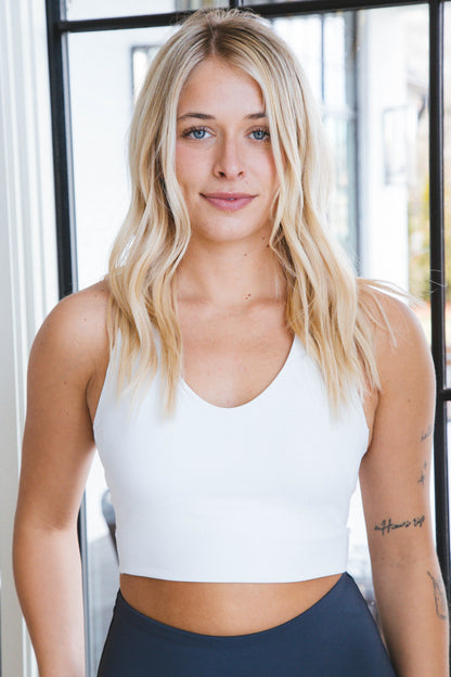  Longline Sports Bra, White | SPANX