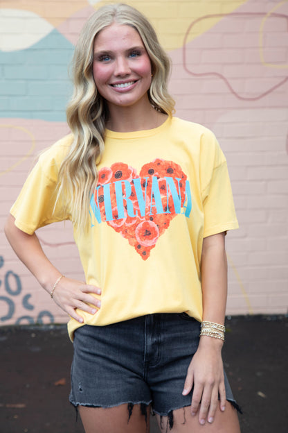  Nirvana Heart Shaped Box Merch Tee, Dusty Gold | Daydreamer