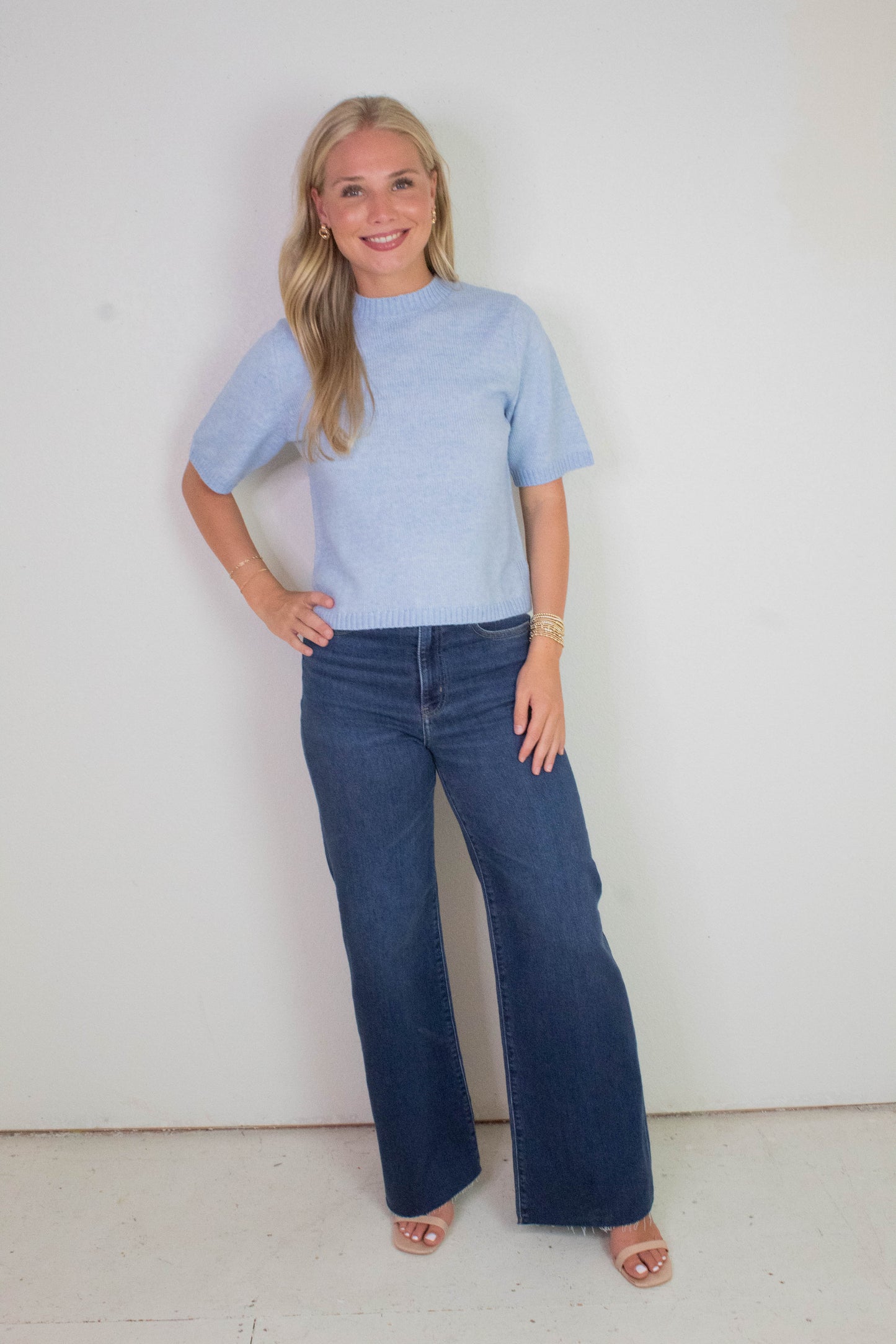  Far Out High Rise Wide Leg Jeans, Waterfall | Daze