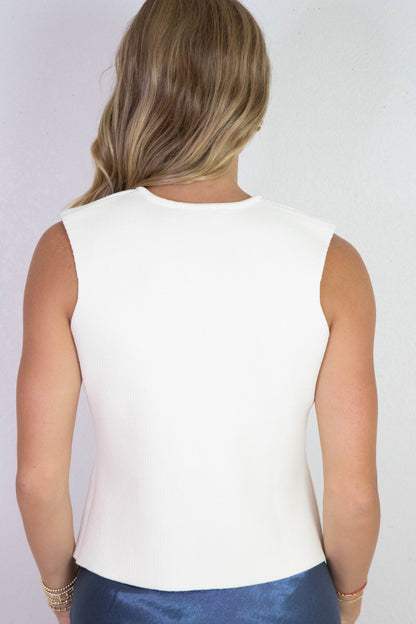 Saylor Gold Button Sweater Vest, Cream