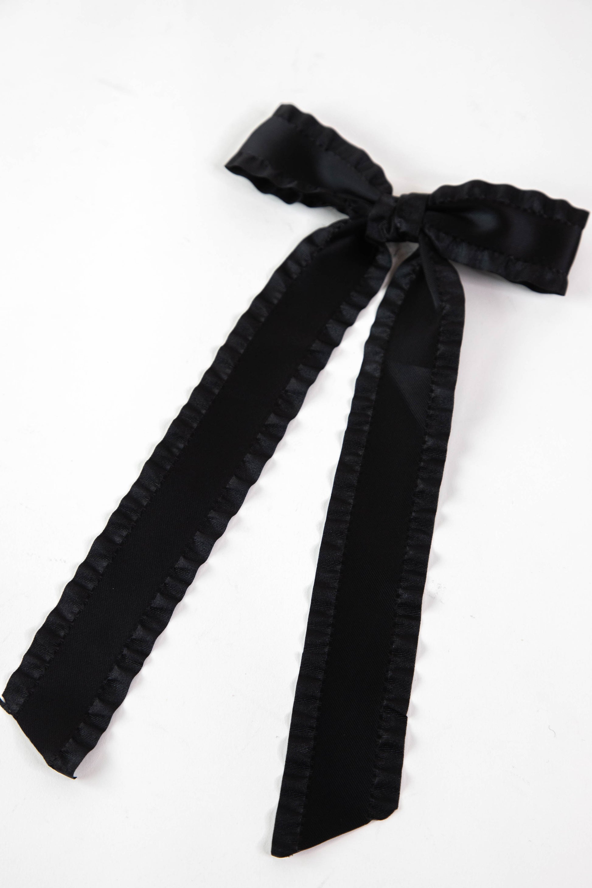  Montana Scalloped Ribbon Hair Clip, Black