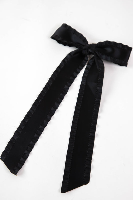 Montana Scalloped Ribbon Hair Clip, Black
