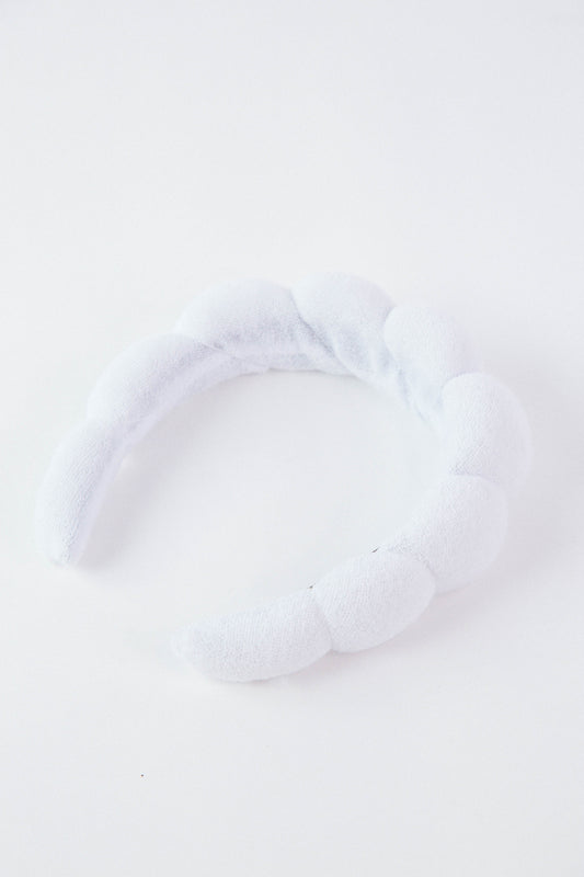  Spa Towel Scalloped Headband, White