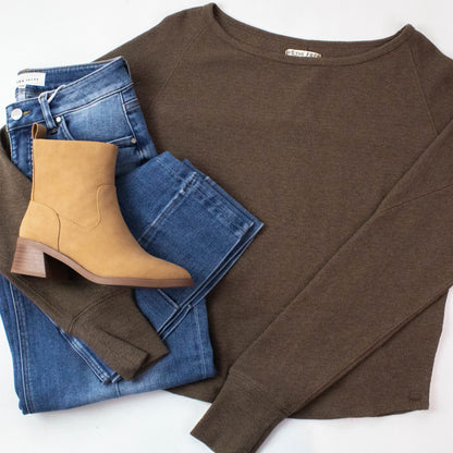  Jess Boat Neck Top, Coco Brown Heather | Free People