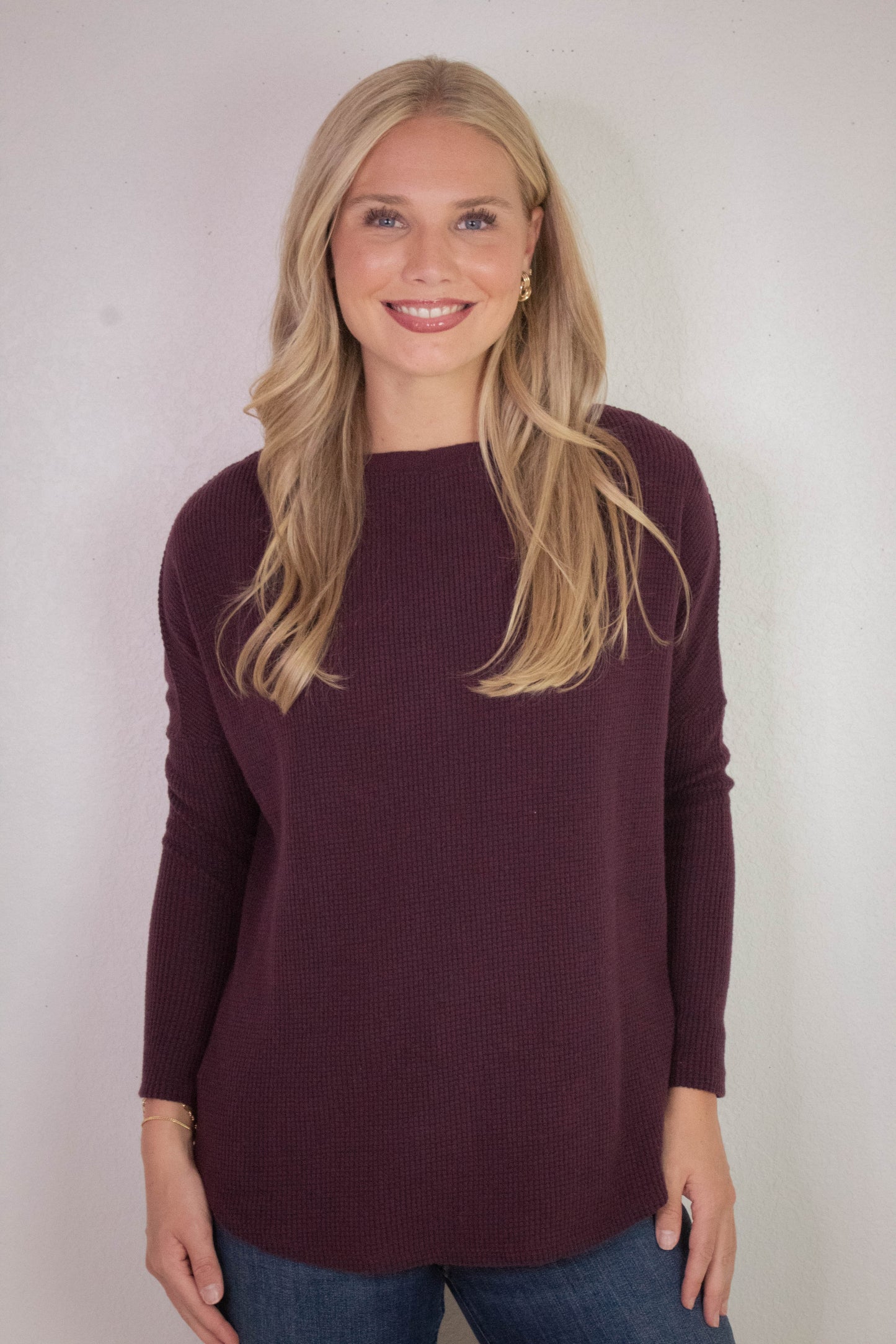  Latte Blues Thermal Solid Top, Chocolate Grape | Free People
