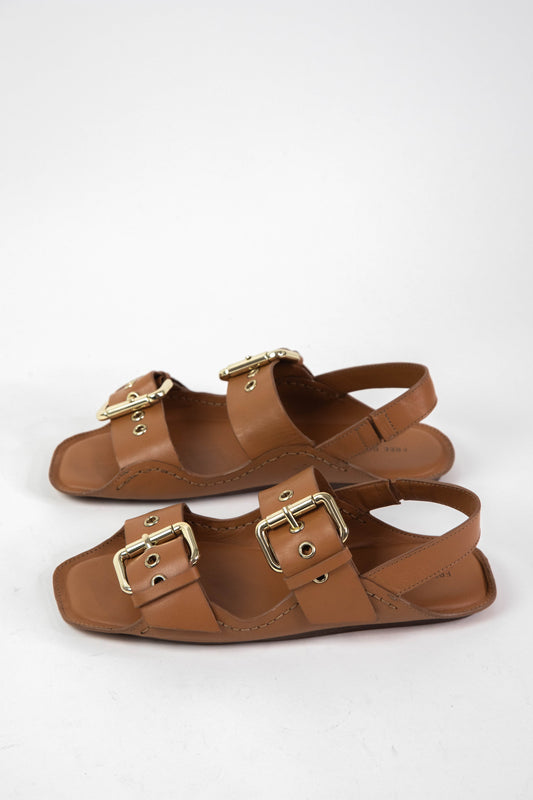  Blossom Buckle Sandal, Luggage Leather | Free People