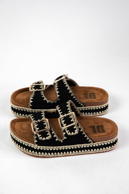  Cubana Whip Stitched Platform Sandal, Black | Dirty Laundry
