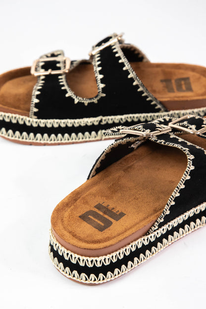  Cubana Whip Stitched Platform Sandal, Black | Dirty Laundry