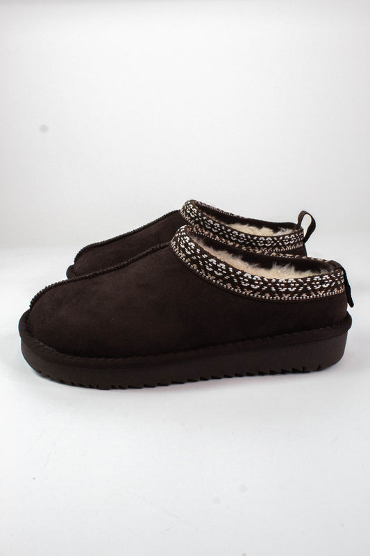  Sim Stitch Detail Suede Mule, Brown