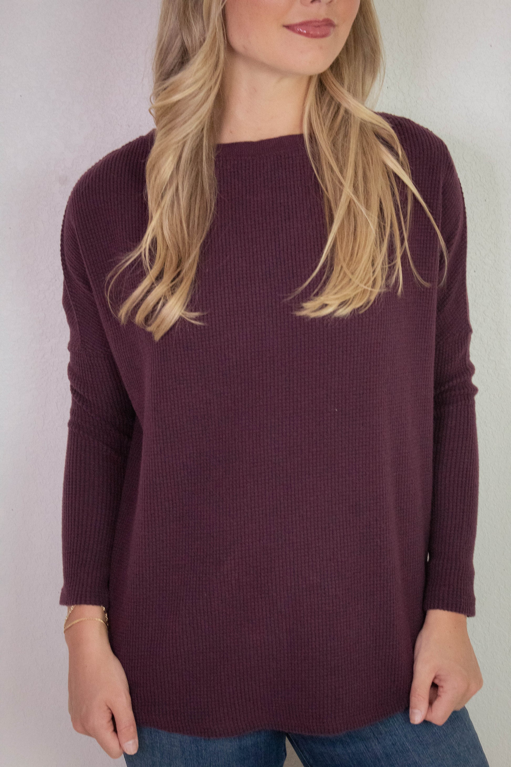  Latte Blues Thermal Solid Top, Chocolate Grape | Free People