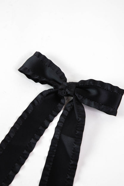  Montana Scalloped Ribbon Hair Clip, Black