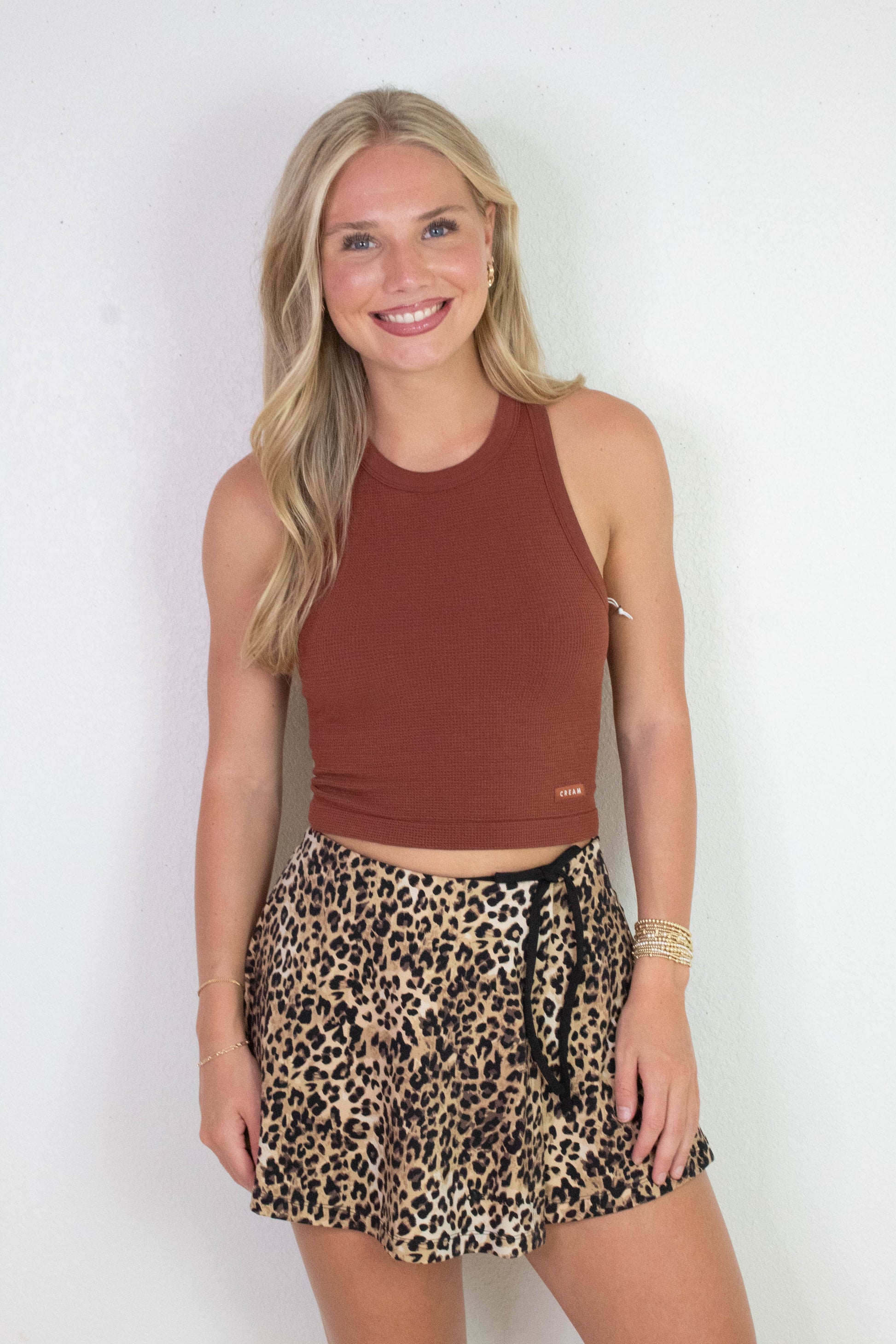  Jia Skort, Cheetah | Cream Yoga