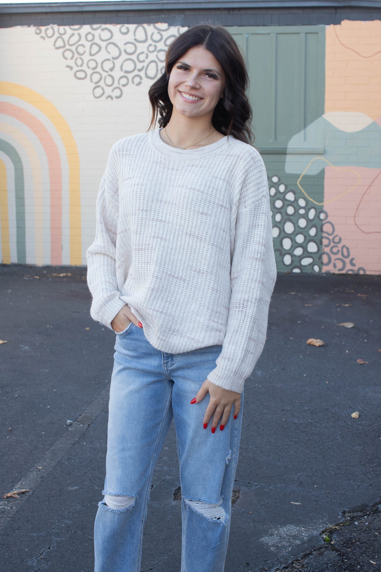  Cozy V-Back Sweater, Coconut Smoke | Sanctuary