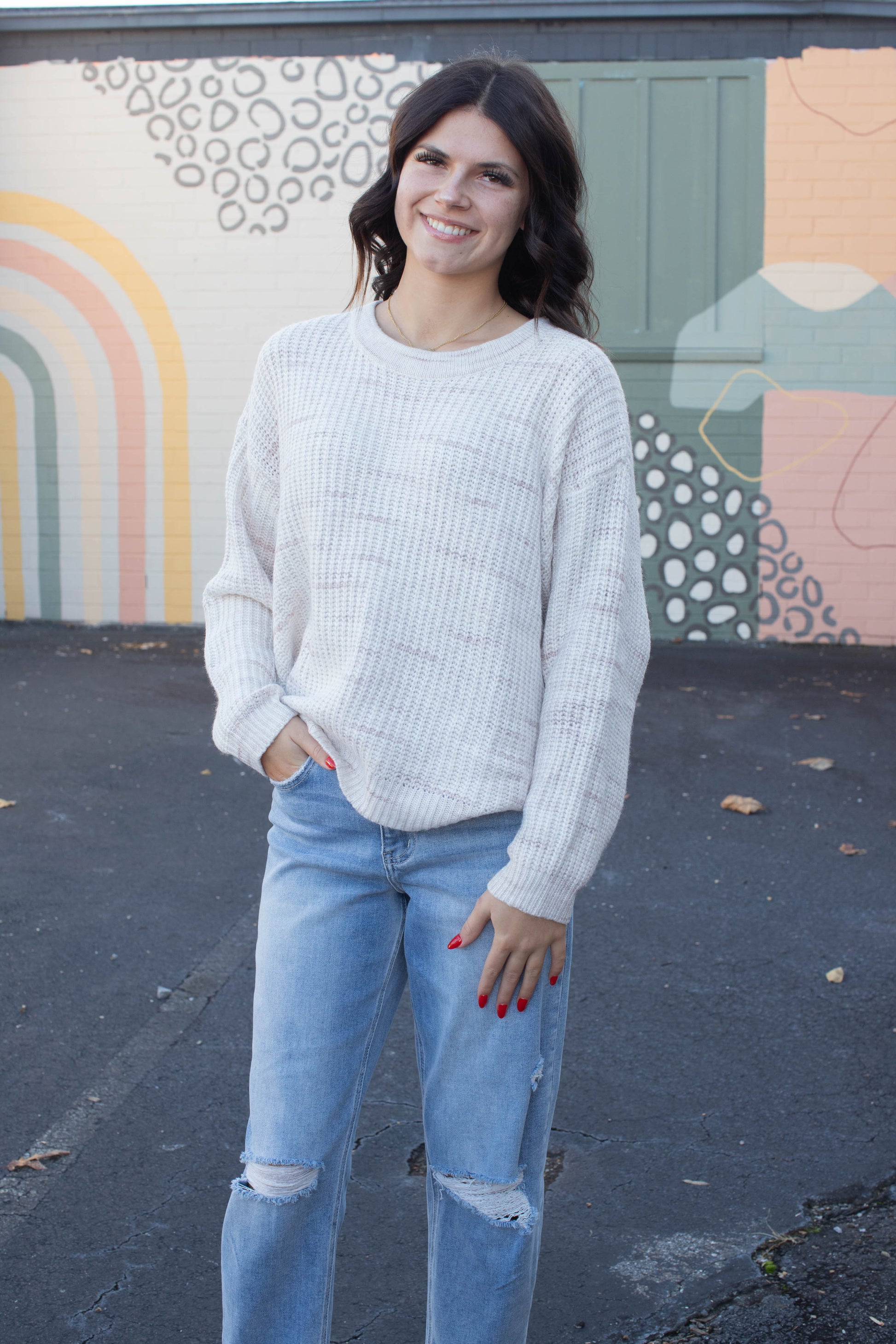  Cozy V-Back Sweater, Coconut Smoke | Sanctuary