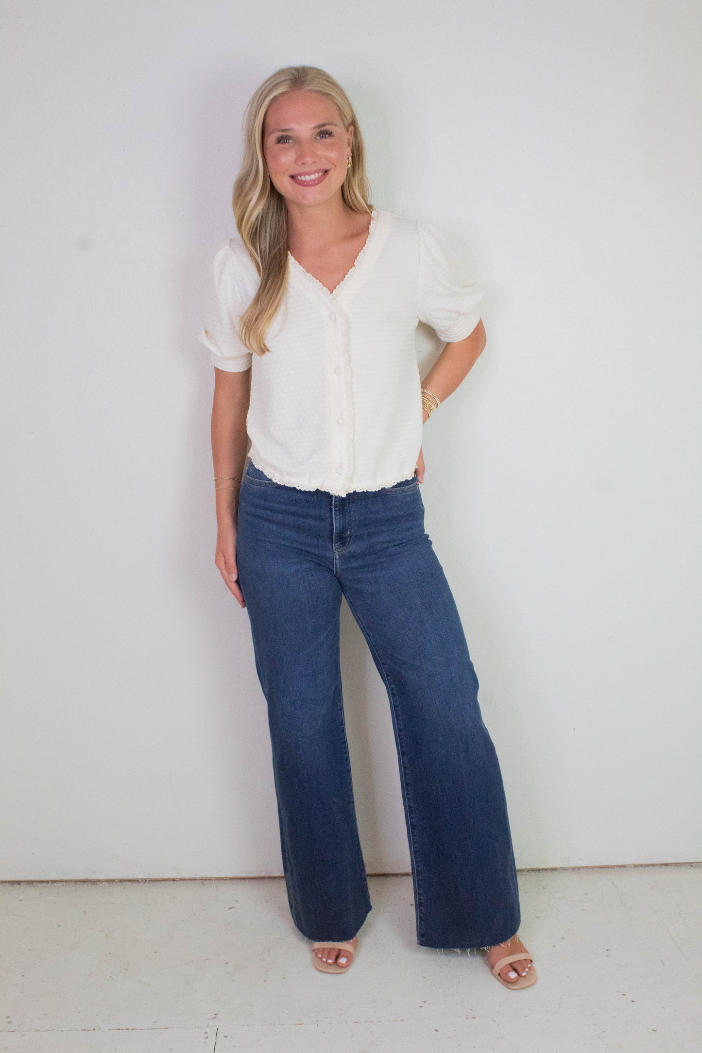  Far Out High Rise Wide Leg Jeans, Waterfall | Daze
