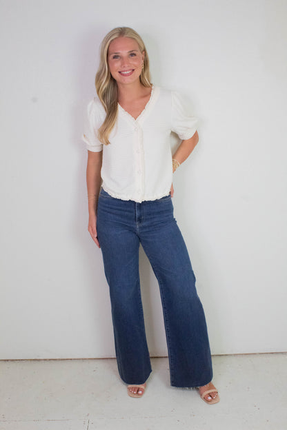  Far Out High Rise Wide Leg Jeans, Waterfall | Daze