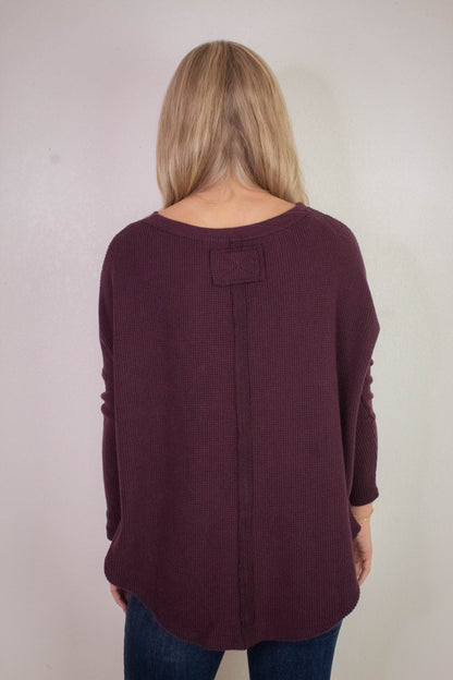  Latte Blues Thermal Solid Top, Chocolate Grape | Free People