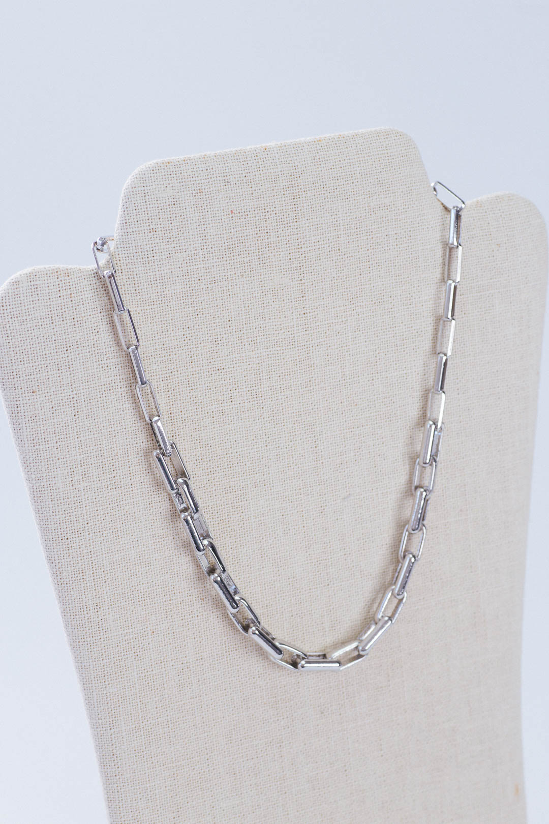  Rhodium Link Necklace, Silver
