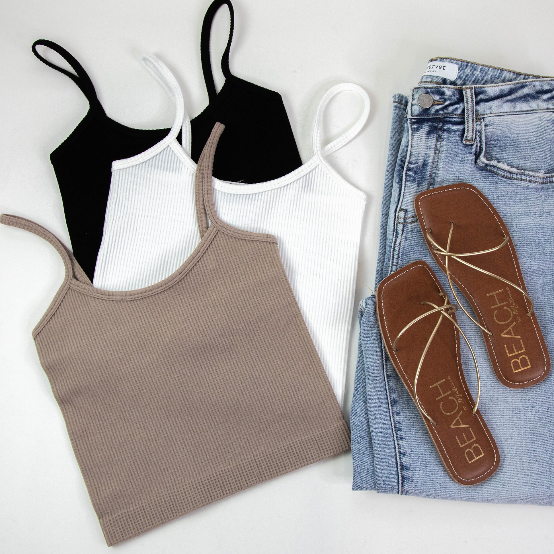  Adelaide Ribbed Crop Cami, White
