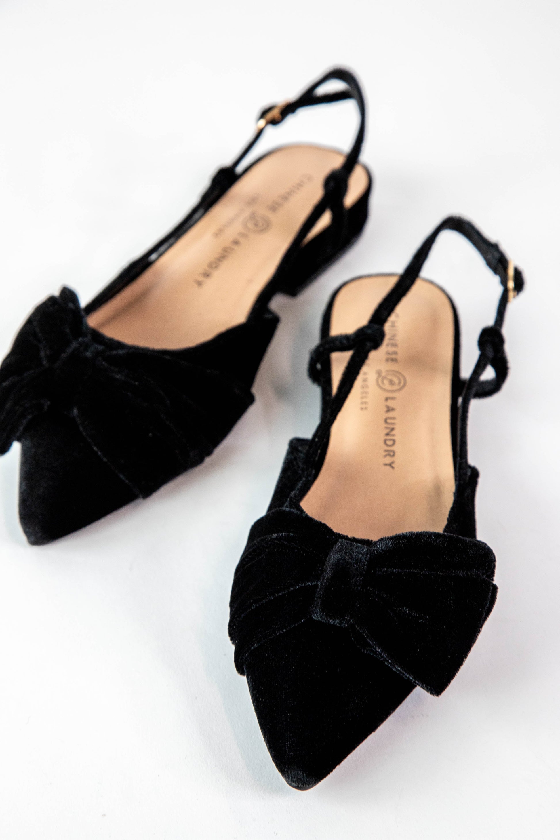  Harmony Velvet Bow Slingback Flat, Black | Chinese Laundry