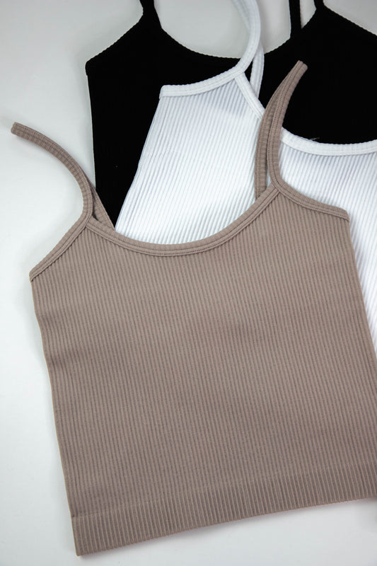  Adelaide Ribbed Crop Cami, Mushroom