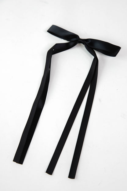  Vivi Long Bow Hair Clip, Black