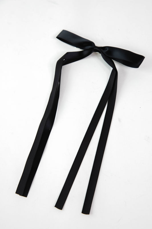  Vivi Long Bow Hair Clip, Black