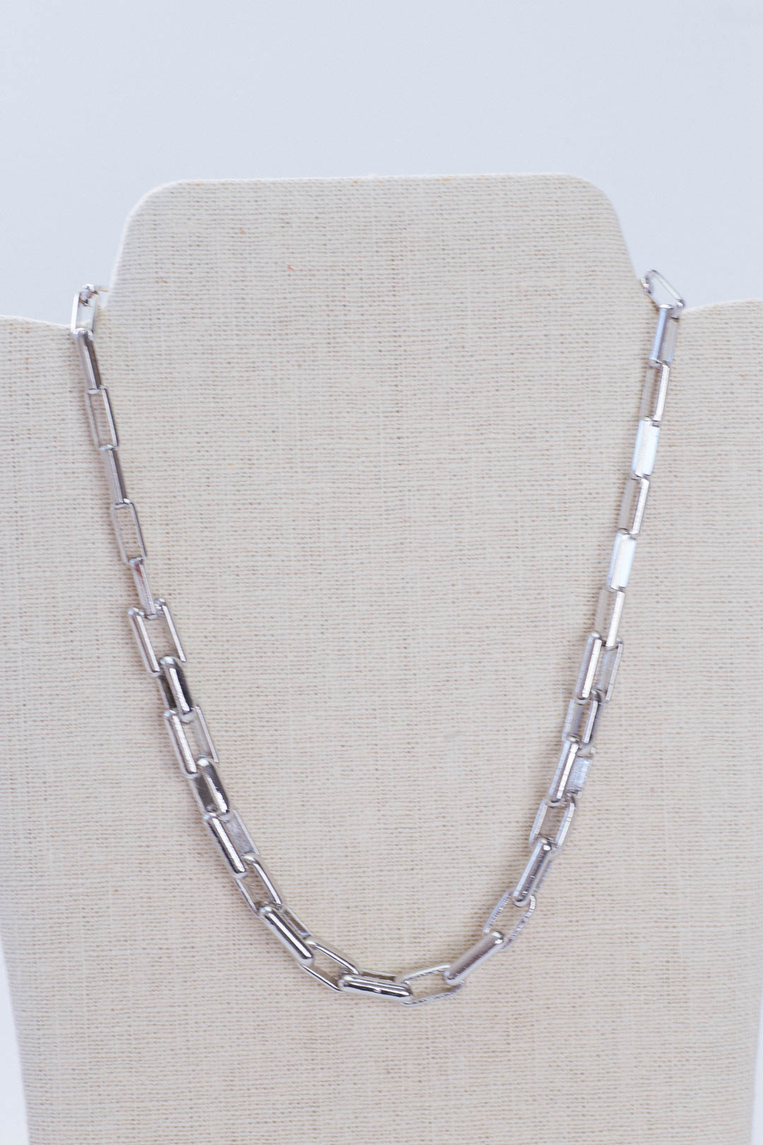  Rhodium Link Necklace, Silver