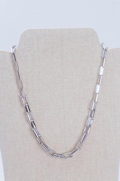  Rhodium Link Necklace, Silver